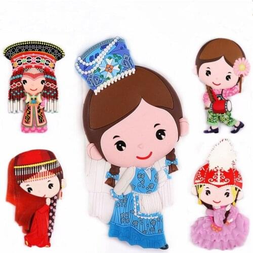 Chinese style Q version People Christmas Stickers Fridge Magnetic Icebox Stick Home Decoration Refrigerator Magnet Party Gifts