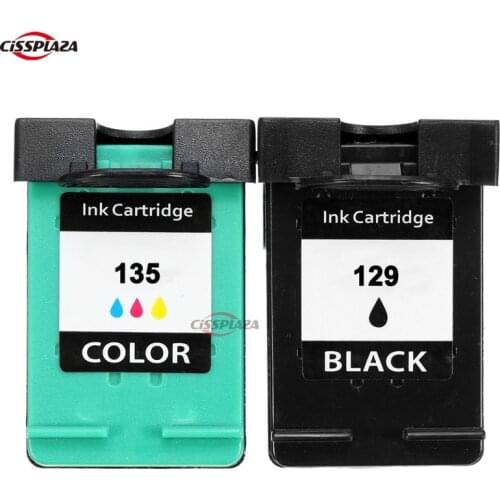 CISSPLAZA compatible for HP 129 135 Photosmart C4140 C4150 C4170 C4173 C4175 C4180 C4183 C4188 C4190 ink cartridge for HP129