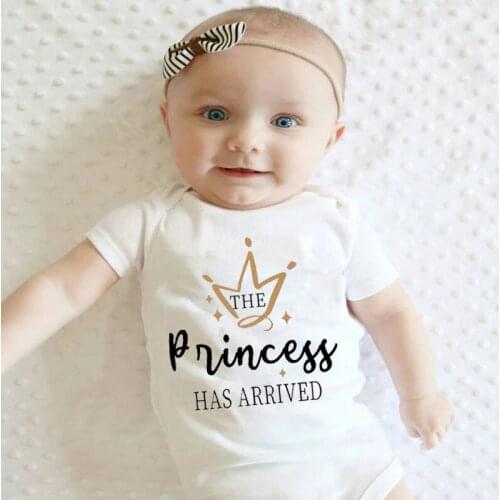 The Princess Has Arrived Pregnancy Announcement Baby Bodysuits Jumpsuits Infant Girls Clothing Casual Overalls Pregnancy Gift