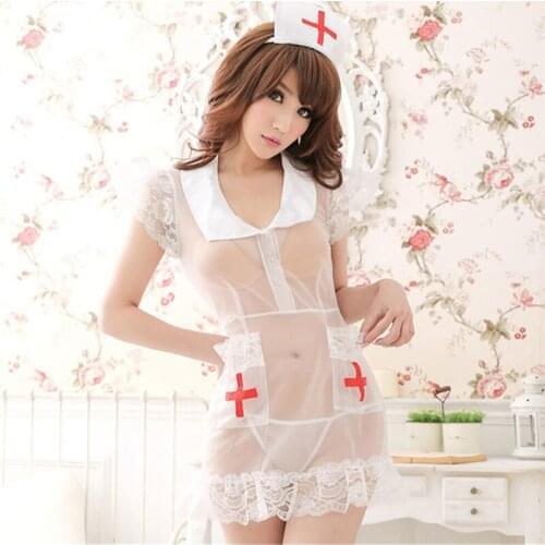 Precious Sexy Nurse Costume Set Sheer Mesh Fancy Dress Nurse Uniform Temptaion for Girls New lingeries nightwear