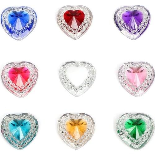 50Pcs 12mm Mixed Resin Peach Heart Flower Flatback Cabochon Embellishments Scrapbooking Decoration Diy Craft Supplies Accessory