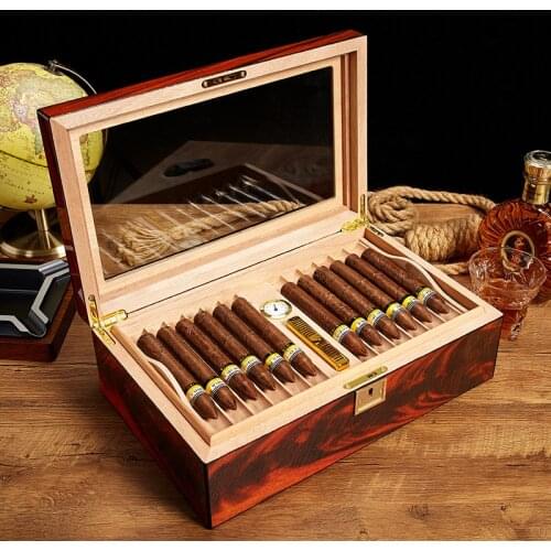 Cedar Wood Cigar Travel Humidor Box Portable Cigar Case W/ Humidifier Hygrometer Cigar Humidor Sigaren Box For COHIBACigars