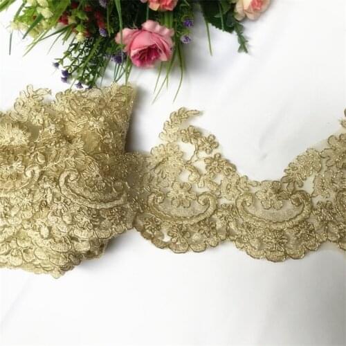 1Yard Golden Lace Trim Cording Lace Accessories Wedding Dress Costume Lace Dresses Applique Trimming 14.5cm LJ0119