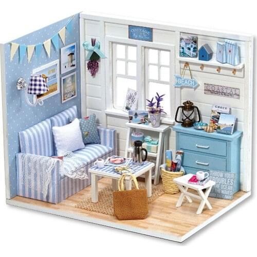 Doll House Furniture Diy Miniature Dust Cover 3D Wooden Miniaturas Dollhouse Toys for Children Birthday Gifts Kitten Diary