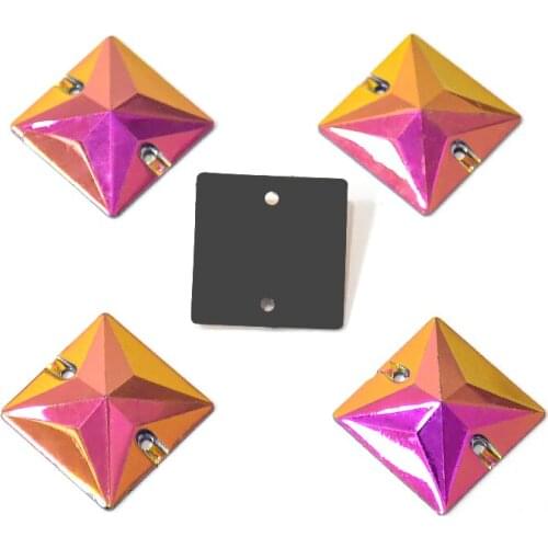 16mm 22mm square Flatback Resin Sew On Rhinestones Crystals Sewing Strass for DIY Wedding Dress Clothes Accessories