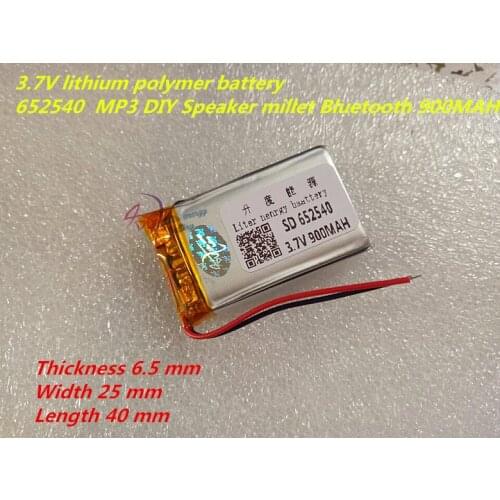 Liter energy battery 1PCS 652540 3.7V 900mah Lithium polymer Battery With Protection Board For MP3 MP4 MP5