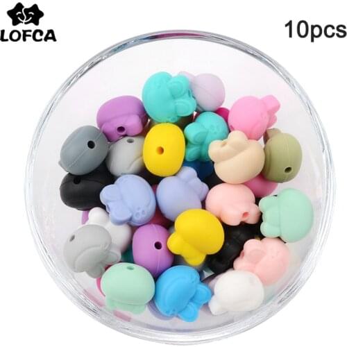 LOFCA 10pcs Cartoon Frog Baby Silicone Beads For Food Grade Baby Teethers Dental Care Toys Gifts Pacifier Clip Chain Making