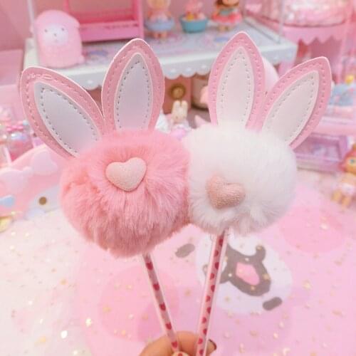 1pc Lovely Soft pink white Rabbit stuffed plush Toys Signature pens for girls gifts