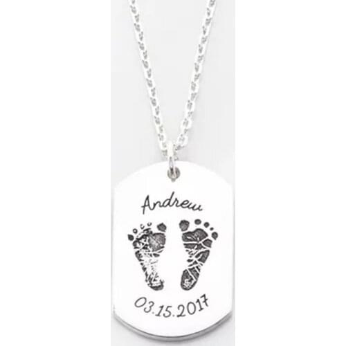 Ufine Personalized name date fashion feet print pendant Necklace stainless steel pendant necklace N2078