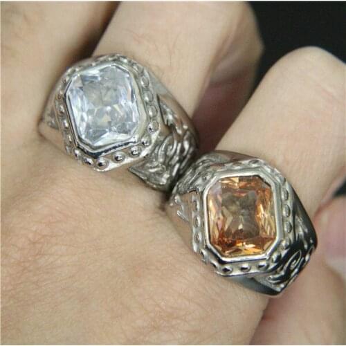 Band Party Hot Crystal Stone Ring 316L Stainless Steel Mens Ring Cool Punk Style Fashion Fashion Ring