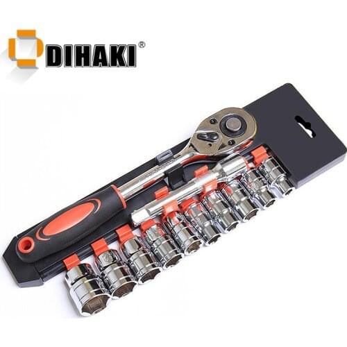 Ratchet Wrench Set 1/2" 3/8" 1/4 " Chrome Vanadium Steel Torque Wrench With 10pcs Sockets Extension Rod Car Repair Tools