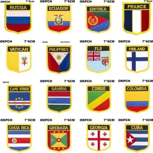 Shield Shape Flag Patches Russia Ecuador Eritrea France Vatican Philippines Fiji Finland Cape Verde Gambia Congo