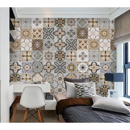 Custom wallpaper mural 3D,Retro colored brick mosaic,retro wallpaper for bedroom living room Hotel backdrop waterproof wallpaper