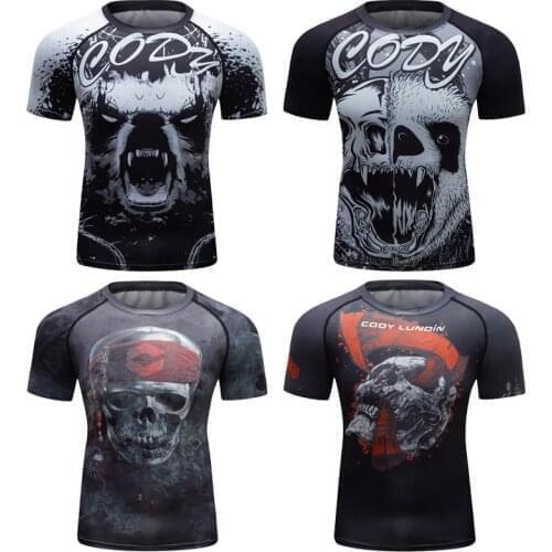 Cody Lundin 2021 New Summer Short Sleeve Rashguard Digital Print Pattern Clothes Custom Your Logo Skulls Tops