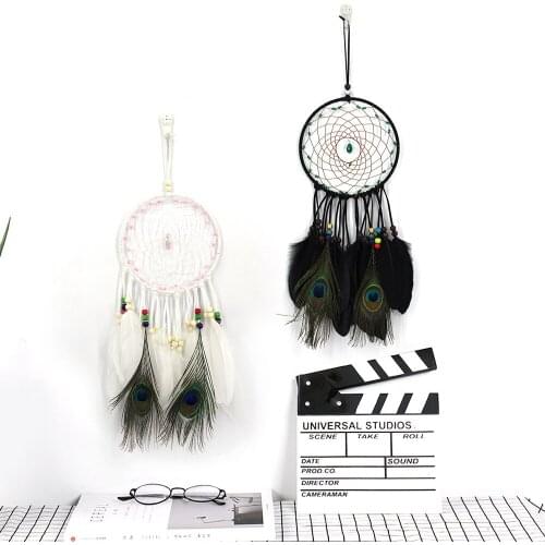 New Retro Indian Traditional Art Dreamcatcher Ornaments Home Peacock Fur Hanging Pendant Fink Heart Fashion Dream Catcher Decor