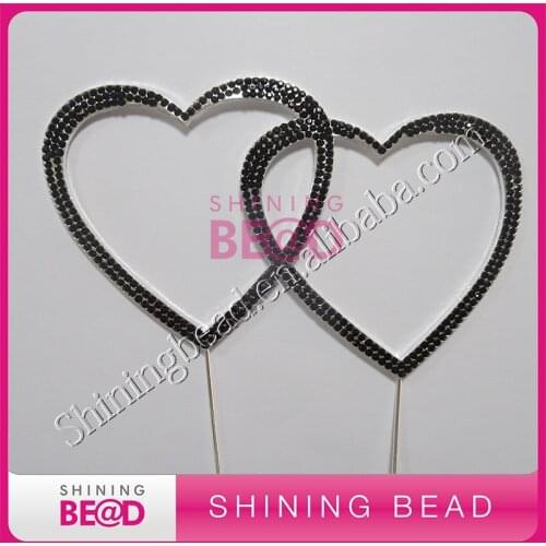 Excellent Black Double Heart Cake Topper Wedding Cake Topper Decor,Free Shipping