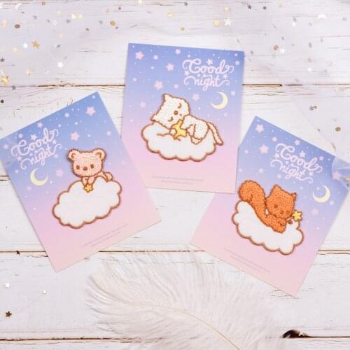 Plush Cloud Animal Embroidery Decorative Patch Cute Mobile Phone Notebook Self-adhesive Panda Bear Squirrel Cloth Stickers