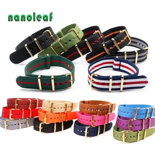 Watchband Nylon Strap 41 Colors to Choose Stainless Steel Golden Color Pin Buckle One-piece Quick Installation Watch Belt