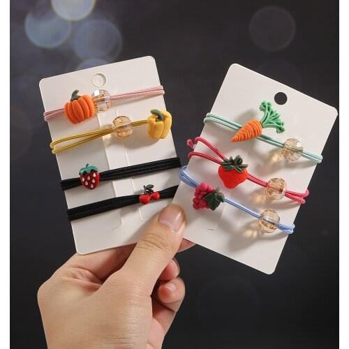 New Girls Cute Fruits Elastic Hair Bands Children Ponytail Holder Sweet Rubber Bands Headband Kids Hair Accessories