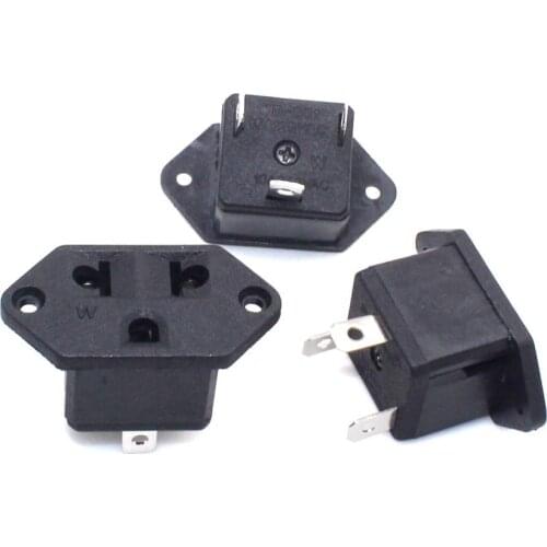 US Panel Mount Outlet Power Connector Industrial Female Socket AC Electrical Embedded Panel Receptacle Socket Black 10A 250V