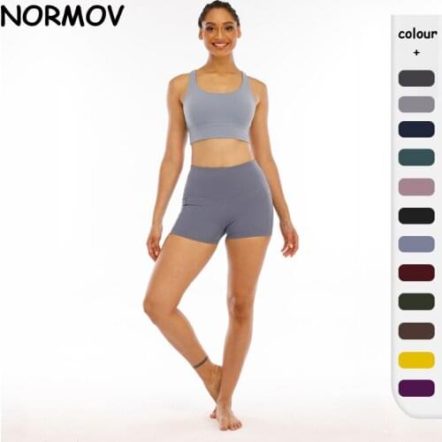 NORMOV 2021 Woman’s High Waist Energy Yoga Shorts Seamless Hip-Up Tight Elastic Sport Short-Pants Summer Gym Fitness Leggings