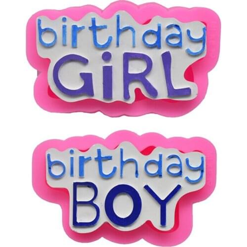 YJ.SHYU Birthday Girl Boy Alphabet Silicone Mold form Cake Decorating Chocolate Fondant 3D Crafts Tools For Baking Mould Kitchen