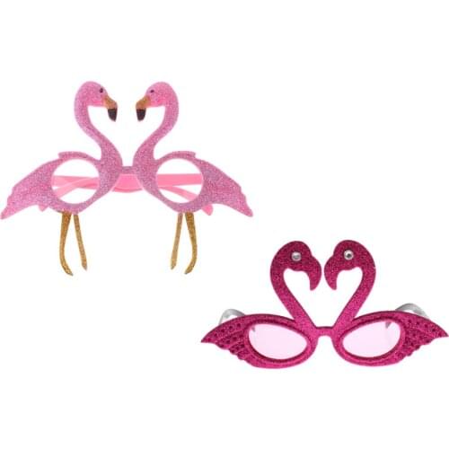 Set of 2pcs Fashion Tropical Flamingo Sunglasses Pink Rose Purple Costume Cosplay Carnival Party Eye Glasses Photo Booth