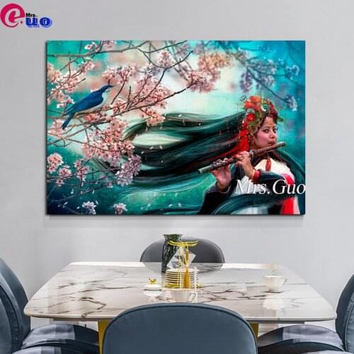 Songbird Flower Woman Diamond Mosaic Full Square/Round 5D DIY Diamond Painting Picture Embroidery Rhinestone Mosaic Wall Decor