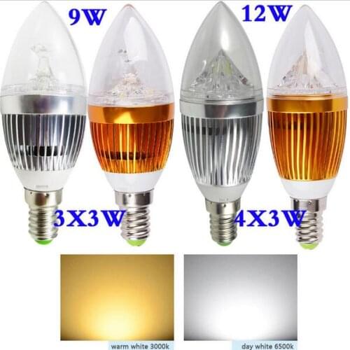LED candle light E14 9W 12W 15W dimmable 110V 220V Led bulb lamp cool white / warm white spotlight LED LIGHTIG Silver/Golden