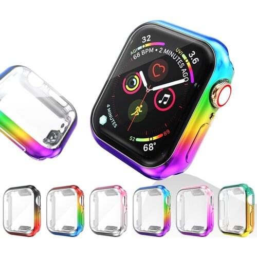 TPU Soft Wear-resistant Gradient Watch Protective Case Cover for Apple Watch Case 6 SE 5 4 3 2 1 44MM 42MM