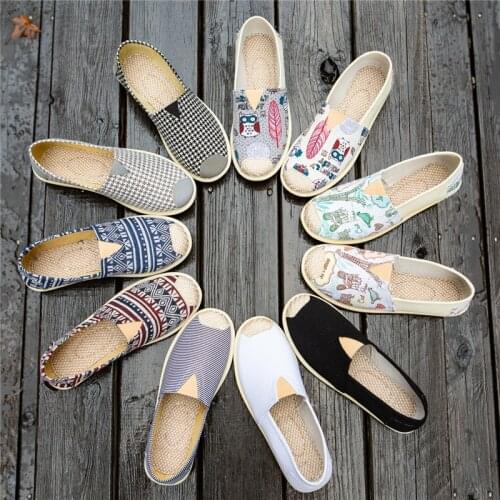 Womens Cloth Shoes Cotton Linen Canvas Shoes Comfortable Lazy Cloth Shoes Casual Embroidery Womens Fisherman Shoes Size 35-40