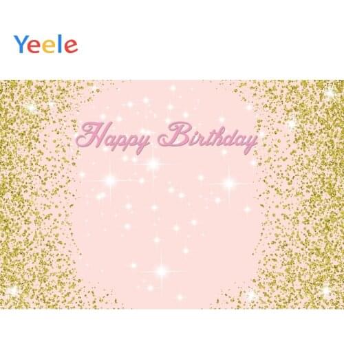 Baby Birthday Backdrop Pink Gold Dots Shiny Glitter Customized Vinyl Photography Background For Photo Studio Party Photophone