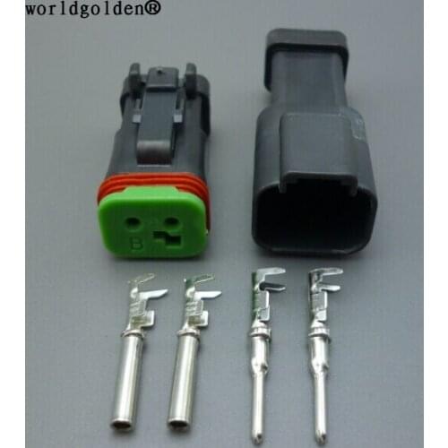 Worldgolden 2 Pin DT Series Waterproof DT04-2P-E005 DT06-2S-E005 Female Male Black Electrical Automotive Connector