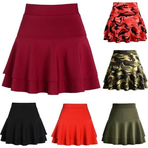 Harajuku Skirt Casual Mini Stretch Waist Flared Plain Pleated Skater Skirt Vintage Black Skirt Women Skirt Korean Skirt