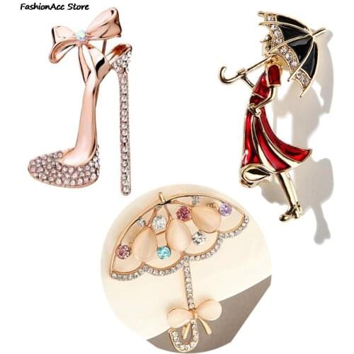 Knitted Hairball Hat Girl Wearing Umbrella Shoes Brooches For Enamel Cartoon Brooch Pins Fashion Jewelry Accessories Broach