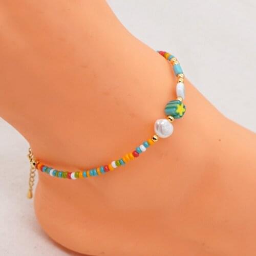 Go2Boho Freshwater Pearl Beads Anklets For Women Wholesale Ankle Bracelet Evil Eye Anklet On Foot Barefoot Summer Beach Jewelry