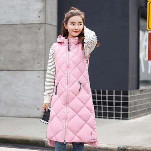 New Women Vest Long Sleeveless Coat Down Cotton Thick Warm Female Vest Jacket Autumn Winter Women Waistcoat Plus Size 3XL