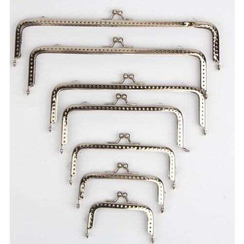 1Pc 6.5-20cm Coin Purse Frame Hanger Embossing Rectangle Metal Kiss Clasp Lock Accessories Frame Handle for Wallet Handbag Parts