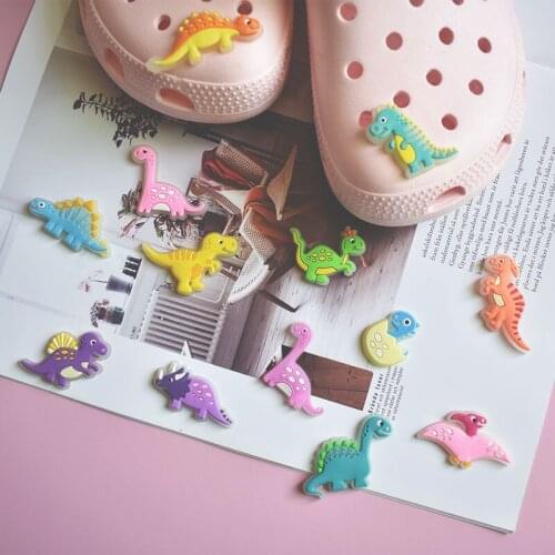 1pcs Cute Luminous Dinosaur Shoe Charms for Jibz Funny DIY Cartoon Detachable Clip Accessories