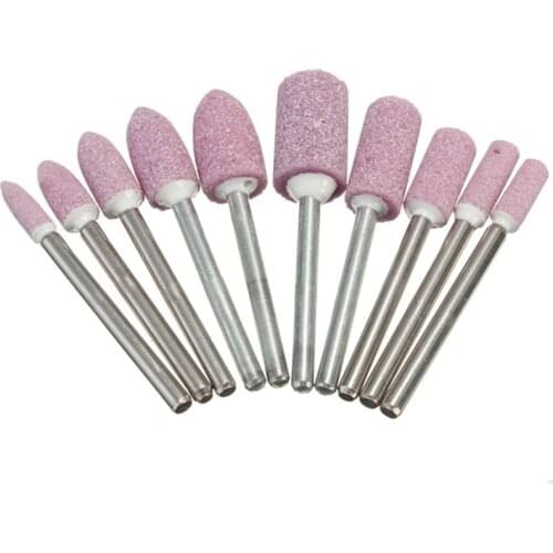 10PCS 1/8 " Red Abrasive Polishing Mounted Stone Rotary Tool Grinding Wheel
