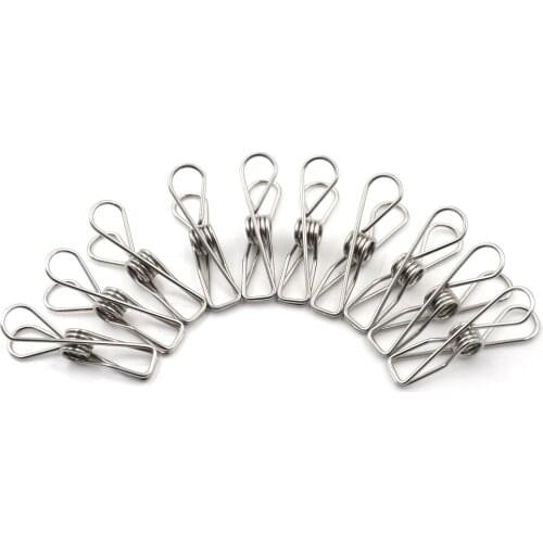 10pcs/lot Modern Clamps Silver Binder Clips Clothes Hanging Pegs Stainless Steel Metal Spring Clips Clips Home School Supply