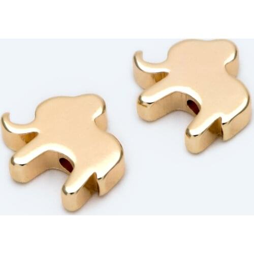 10pcs Gold Elephant Beads 11x12mm, Jewelry Making, Diy Material, Jewelry Supplies (GB-2153)