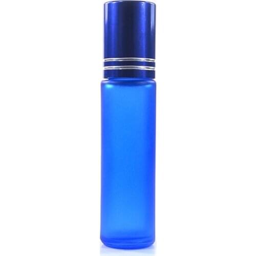 100pcs *10ml Matte blue Essential Oil Roller Bottles with Glass Roller Balls Aromatherapy Perfumes Lip Glass Roll on Bottle