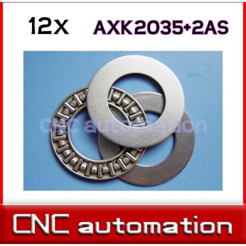 12pcs AXK2035 +2AS2035 Thrust Needle Roller Bearing 20x35x2 Thrust Bearings for 20mm shaft