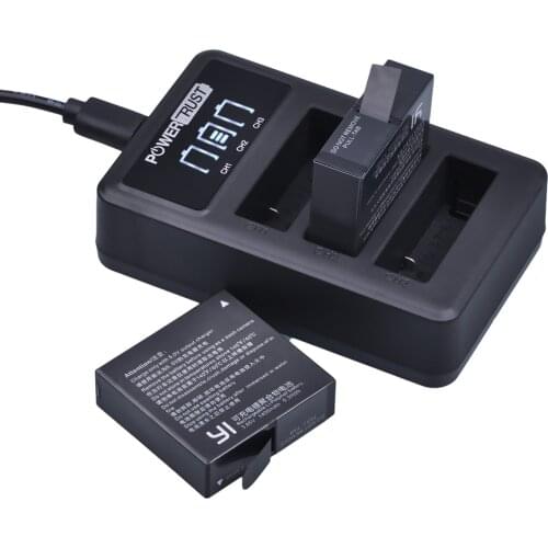 2Pcs 1400mAh AZ16-1 Battery For Original Xiaomi YI lite 2 4K + LED USB 3slots Charger For Xiao yi 4k Action Camera Batteries