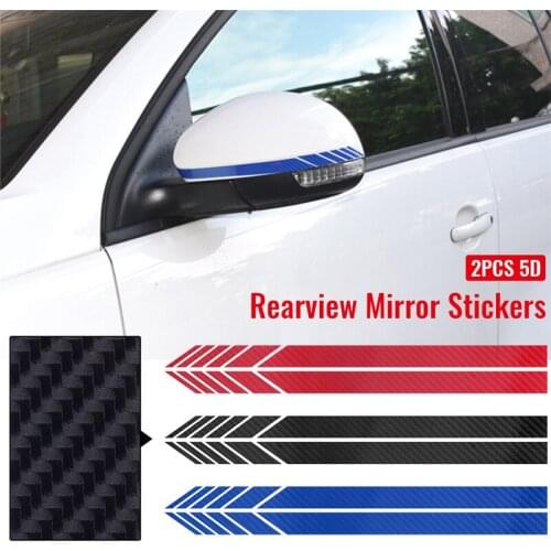 2Pcs 5D Carbon Fiber Stickers Car Side Mirror Rear View Decal Decorative Racing Stripe