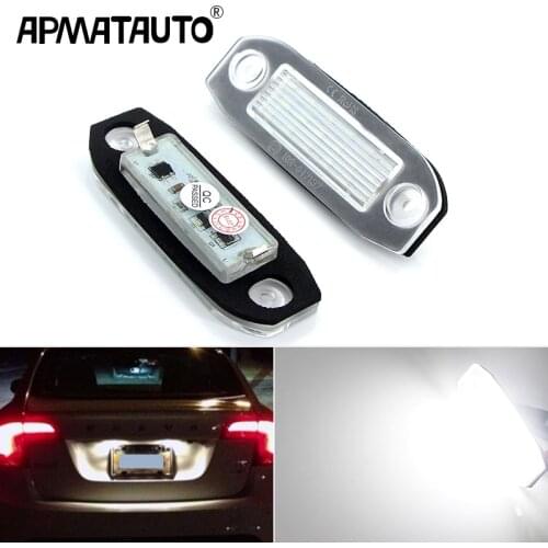 2pcs Canbus 12V LED License Number Plate Light Bulb White Error Free License plate Lights For VOLVO C30 C70 S80 V70 XC70 S40 V50