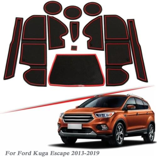 21pcs Car Styling For Ford Kuga Escape 2013-2019 Latex Gate slot pad Interior Door Groove Mat Non-slip Mat dust Mat Accessory