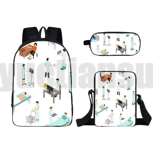 3D Print Nurse ECG Backpack for Ladies Girls Luxury Crossbody Bag Women Nursing Handbag Hospital Premium Life Saver Shoulder Bag