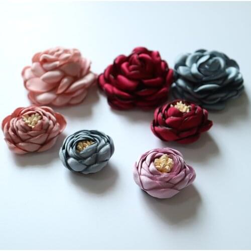 5pcs/lot DIY 3D Korea flower Patches for clothes Sew on rose bud brooch accessories for hairpin shoes craft supplies accessories